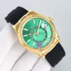 Con caja original Reloj para hombre 41 mm Día-Fecha Verde hielo Árabe Esfera rara Números de moda automáticos Reloj para hombre Plegable 2813 Relojes mecánicos