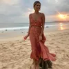 Vestidos casuais garotas espaguete de verão boho maxi vestido mulheres tira doce ponto de longa dama praia praia vestido de mujer