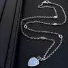 20% off all items 2023 New Luxury High Quality Fashion Jewelry for Silver Antique blue love Enamel Necklace simple clavicle chain net red same style