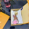 Fashion Designer Rabbit Keychains Classic Exquisite Pu Leather Stainless Steel Car Keyring Purse Pendant Unisex Lanyard Metal Small85BK