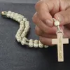 Hangende kettingen gegraveerde kruis plastic rozenkrans kralen touw ketting voor vrouwen verklaring religieuze sieraden Jezus collier geschenk CN23