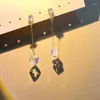 Boucles d'oreilles pendantes exquises en forme de cœur, nœud papillon, perle en Zircon pour femmes, luxe, cristal scintillant, strass, pompon, bijoux à la mode, cadeaux