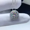 Łańcuchy zdane Test Diamond Perfect Cut 3CT Moissanite okrągły kształt wisiorek S925 srebrny srebrny obiad urodzinowy luksusowa biżuteria