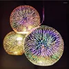 Ljuskronor ledde pendellampor spegel glas boll 3D fyrverkeri lampa skugga loft restaurang bar kök ö dekoration hängande lig