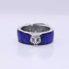 Fashion Collection 2023 Nieuwe luxe hoogwaardige mode -sieraden voor sterling zilveren tijgerkop Blue Email Double Men's Belt Buckle Ins Personality Ring