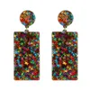 Dangle Earrings Geometric Acrylic Fashion Manifesto Clip For Women Vintage Resin Long Brincos Wedding Jewelry 2023