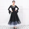 Bühnenkleidung, Gesellschaftstanz, Wettbewerbskleider, Damen, Schwarz, Standardkleid, Damen, Walzer, Flamenco-Aufführung