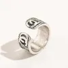 20% korting op alle items 2023 Nieuwe luxe hoogwaardige mode -sieraden voor Silver Copper Double Gear Super Classic Open Ring voor mannen en vrouwen