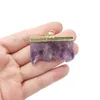 Dekorativa figurer Objekt 1pc naturlig skiva Amethyst Stone Gold Pendant Women Slab Purple Crystal Quartz Healing Energy Smooth For