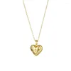 Cadenas ANENJERY 316L Acero inoxidable Brillante Zircon Peach Heart Colgante Collar Femenino Color Oro Estéreo Pareja Collares