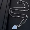 70% OFF 2023 New Luxury High Quality Fashion Jewelry for Silver Antique blue love Enamel Necklace simple clavicle chain net red same style