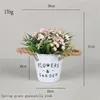 Decorative Flowers Simulation Potted Autumn Artificial Plants Iron Basin Fake Home Decoration Accessories Wedding Office Desk