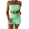 Active Sets 2023 Women Two-piece Outfits Yoga Set Sexy Solid Cotton Drawstrings Wrapped Chest Short Crop Top Shorts Sport Outwear Beachwear