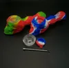 Multifonctionnel Coloré Silicone Crâne Style Pipes Herbe Tabac Huile Rigs Stockage Cachette Verre Trou Filtre Bol Fumer Cigarette Paille Cuillère Titulaire DHL