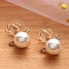 Boucles d'oreilles 1 paire mode noël perle cerf oreille femmes filles Simple Style coréen boucle d'oreille élégant beau bijoux cadeau