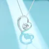 Pendant Necklaces Sweet Romantic Love Heart Zircon Necklace Women Wedding Luxurious Silver Color Charm Jewelry Neck Chain For Girl Gift