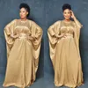 Abbigliamento etnico Abito africano per donna Plus Size Kaftan Maxi Dashiki Bubu Abiti Party Color oro