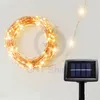 Stringhe 10M/33Ft Energia solare 100 LED Albero di Natale Ghirlanda Decorazione Luce da giardino Stringa di filo di rame per esterni Lucine stellate Casa