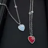 80% OFF 2023 New Luxury High Quality Fashion Jewelry for Silver Antique blue love Enamel Necklace simple clavicle chain net red same style