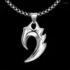 Pendant Necklaces Men's Punk Dragon Tooth Titanium Stainless Steel Cool Leather Chain Necklace Crystal Inlay 316L Jewelry