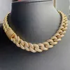 Miami Cuban Chain szerokość 16 mm S925 Srebrny hip hop losowany łańcuch d kolor Diamond Mans Mans Cuban Link Naszyjnik