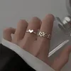 Zilveren kleur holle hartvorm open ring set ontwerp schattige mode liefde sieraden ringen voor vrouwen meisje geschenken verstelbare verjaardagsfeestje