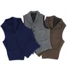 Gilets pour hommes Gilet de costume pour hommes Col en V Laine Herringbone Tweed Gilet Business Groomman Dîner de fête de mariage