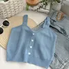 Women's Tanks ITOOLIN Y2K 2023 Summer Women Crop Tops Plain Button Up Cute Strappy Casual Camis Knitted Tank For