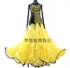 Stage Wear Ballroom Dance Competition Standard Dress Women Women Lycra Mesh Slave Long Slave para dançar