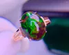 Cluster Rings E520 Fine Jewelry Pure 18K Gold Natural Black Opal Gemstones 4.8ct Female For Women Ring