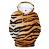 Herrtröjor tiger män kvinnor hoodie streetwear mode hip hopp hösten casual tröjor djurstruktur 3d barn