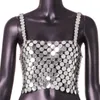 Women's Tanks Shiny Sequined Crop Top Y2K Corset Vest Sparkly Hollow Out Outfit Glitter Bra Tops For Halloween Festival Nightclub Rave Party