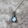 Pendant Necklaces Vintage Moonstone Flower Charm Necklace For Woman Girl Fashion Boho Jewelry Gift Silver Color Neck Choker Dz738