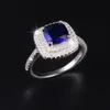 Wedding Rings 6 Style Real 100% 925 Sterling Silver Finger Sieraden Eeuwige Natural Blue Sapphire verlovingsring voor vrouwen 230303