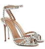 23s Famous Brands Women Tequila Sandals Shoes Aquazzus High Heels Lady Pumps Crystal-Embellished Dress Bridal Wedding Gladiator Sandalias EU35-43