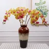 Flores decorativas 1PCS 8 Cabeças Orquídea Butterfly Touch Real Touch Artificial Flower Plants Fake Decor Decor Acessórios para casa Decoração