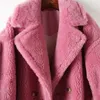 女性の毛皮のフェイク多目的コート気質スタイルウール超暖かい