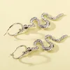 Boucles d'oreilles créoles Huggie Minar Cool strass scintillants serpent torsadé pour femmes couleur argent métal fou Animal déclaration JewelryHoop Odet22