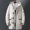 Hommes vers le bas 2023 bas prix veste épais chaud moyen long à capuche travail pardessus vêtements manteau canard blanc vêtements d'extérieur amples