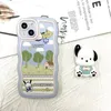 Cartoon Dog Bracket iPhone Case Yumuşak TPU İPhone 14 13 12 11 Pro Max Mini XR XS X 8 7 6 Plus Kadın