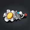 Brooches Pins Fashion Flower Leaves For Women Vintage Broches Exquisite Yellow Red Green Imitation Gems Brooch Plant Jewelry