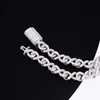 Customized 9mm S925 Silver with Ice Out Moissanite Cuban Chain Rapper Necklace Hiphop Link