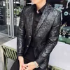 Erkek Suit Blazers Lüks Erkek Moda Erkekler Düğün Partisi Siyah Çiçek Baskılı Blazer Tasarım Plus Boyut 5xl Sıradan Erkek İnce Fit Takım Jacke