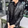 Мужские костюмы Blazers Luxury Mens Fashion Men Men Wedding Party Black Floral Print Design Plus Plus Size 5xl Casual Slim Fit костюм Jacke