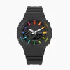 남자 스포츠 쿼츠 디지털 시계 아이스 아웃 시계 검은 색 울트라 층 분리 가능한 조립 된 LED 다이얼 전체 기능 월드 타임