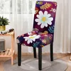 Chair Covers Elastic Red Flower Print Dining Cover Strech Slipcover Seat For Kitchen Stool Home Decorations Accessories