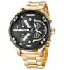 Męski wielki wielki pokrętła Nowy moda indywidualna zegar stalowy pas 7333 Kwarc Watch Sports Business Hour T200113255N