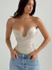 Kvinnors tankar Townlike Pu Leather Sexy Crop Top Women Summer Tops Axless Zipper Wrap Corset Tank Streetwear Croped 2023