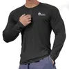 T-shirt da uomo T-shirt a maniche lunghe da palestra nera da palestra T-shirt da uomo casual da uomo Maglietta da bodybuilding da uomo Top Primavera da corsa Allenamento sportivo