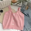 Women's Tanks ITOOLIN Y2K 2023 Summer Women Crop Tops Plain Button Up Cute Strappy Casual Camis Knitted Tank For